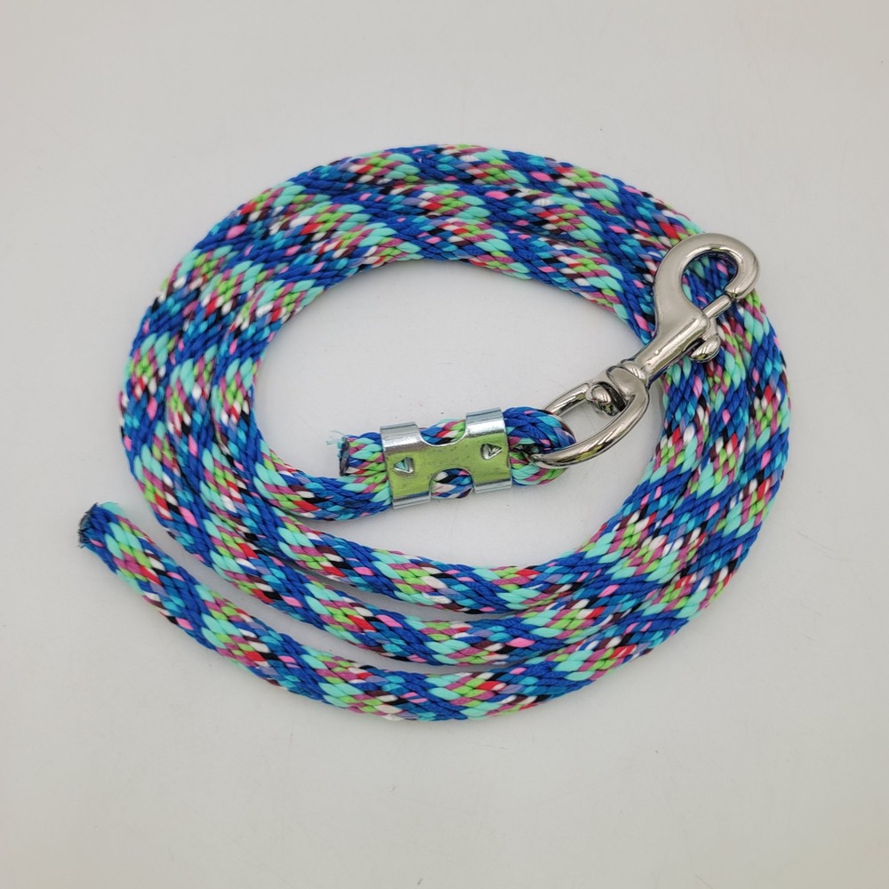 Amish Made 7ft Synthetic Braided Poly Lead Rope Blue Multi Horse Tack